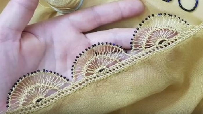 Boncuklu Mevlüt Örtüsü Tığ Oyası Modeli